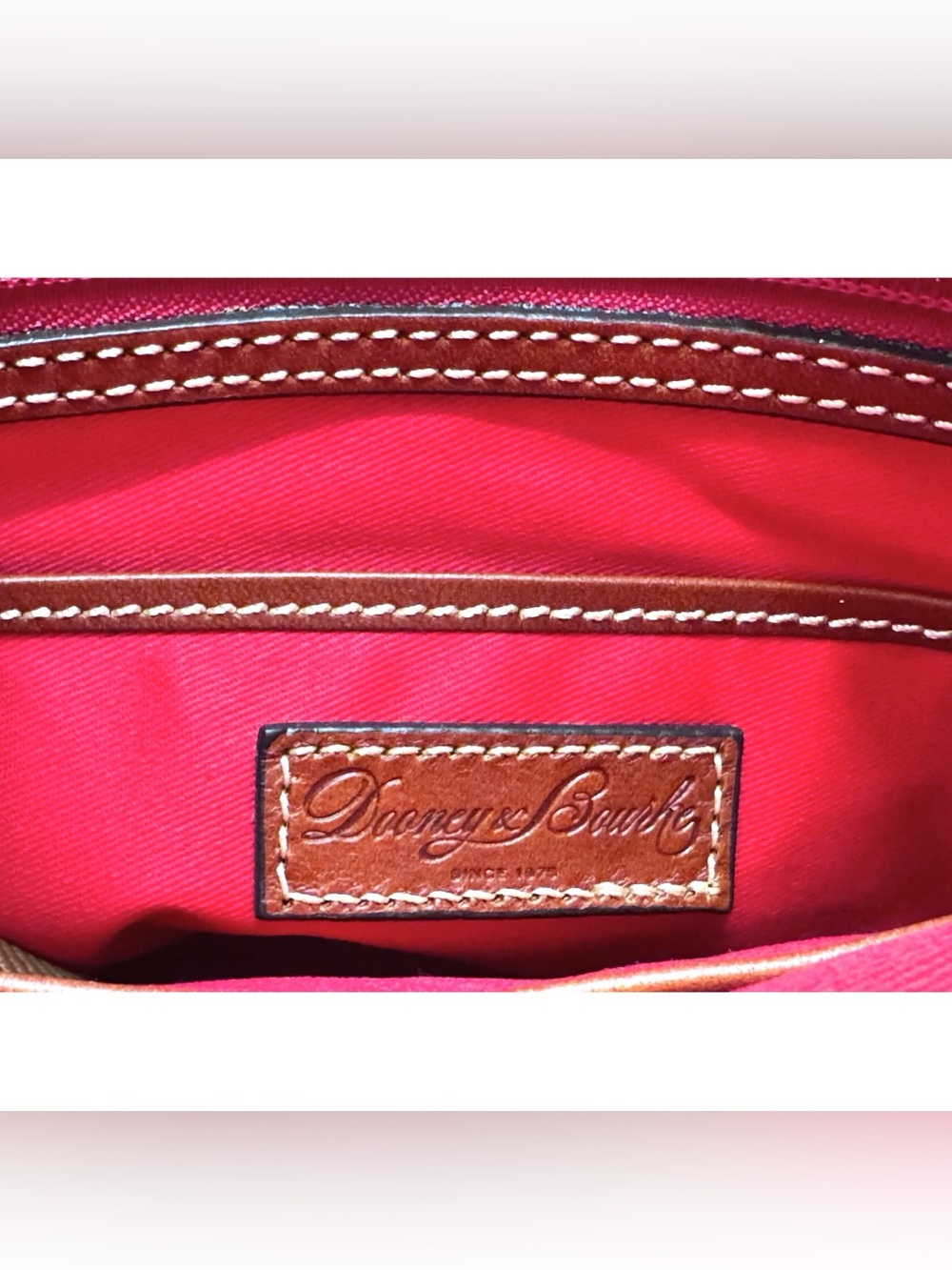 Dooney & Bourke Red Suede Letter Carrier Crossbody Bag Brown Leather - Picture 7 of 10